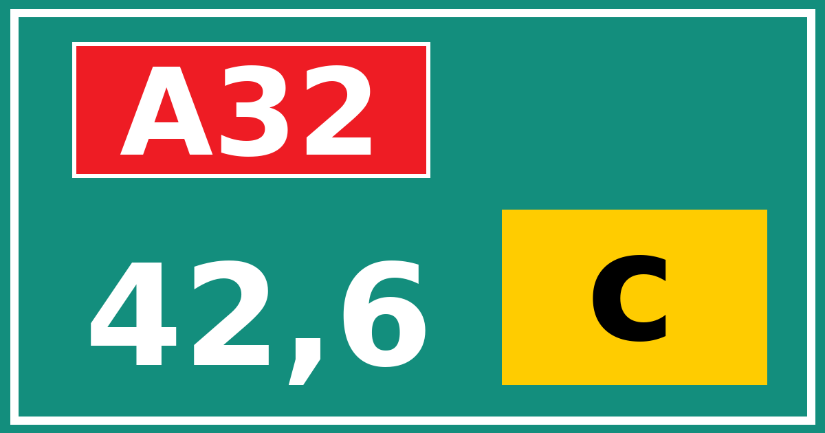 Hectometerbord A32 42,6 letter c