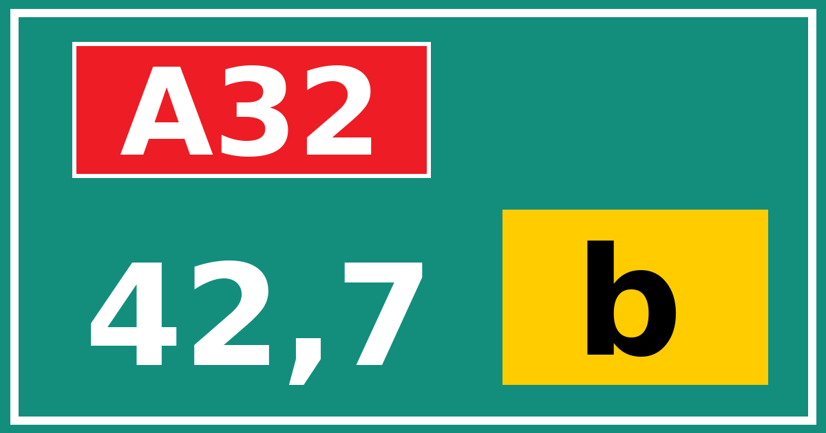 Hectometerbord A32 42,7 letter b