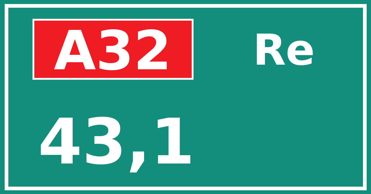 Hectometerbord A32 43,1 zijde Re