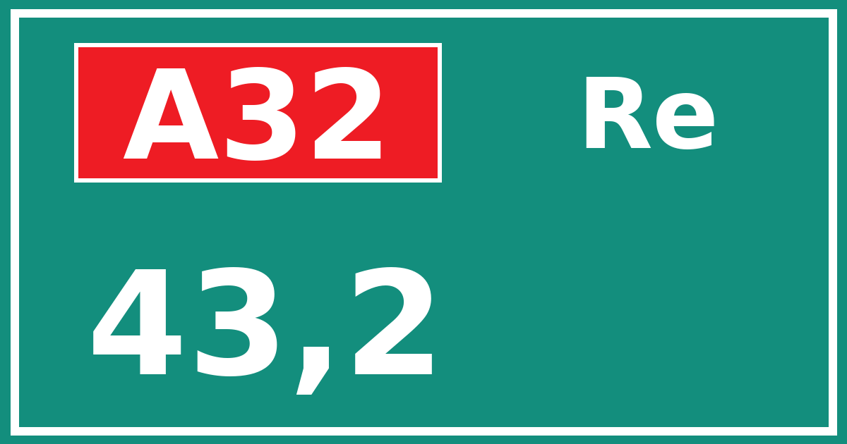 Hectometerbord A32 43,2 zijde Re