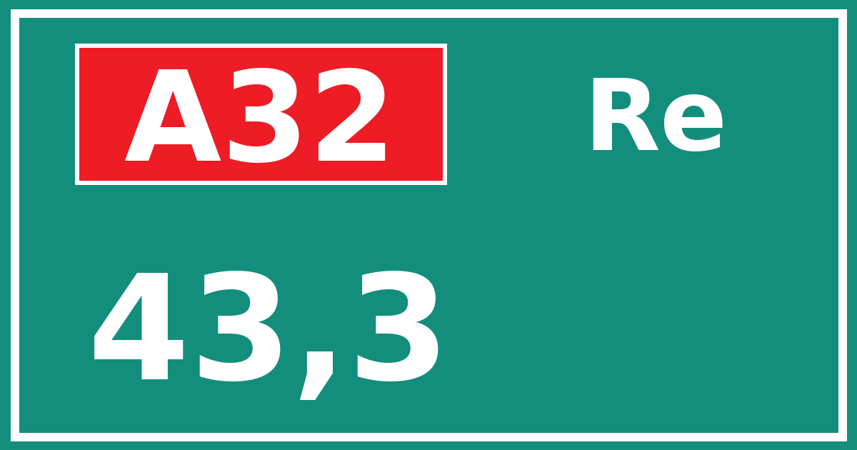 Hectometerbord A32 43,3 zijde Re
