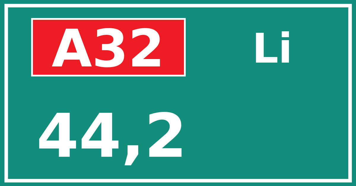 Hectometerbord A32 44,2 zijde Li