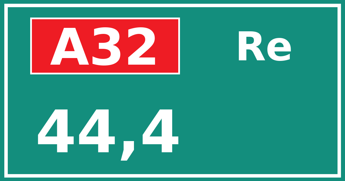 Hectometerbord A32 44,4 zijde Re