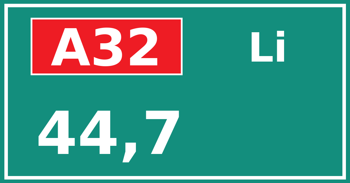 Hectometerbord A32 44,7 zijde Li
