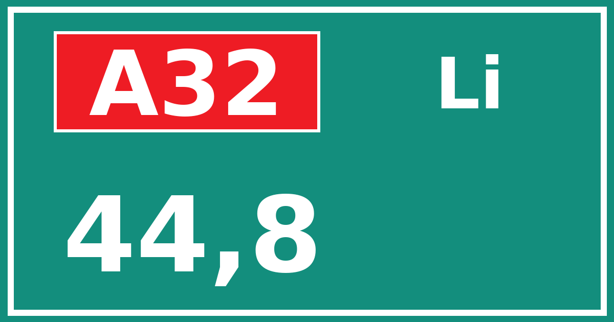 Hectometerbord A32 44,8 zijde Li