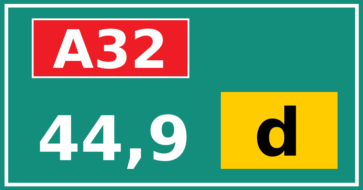 Hectometerbord A32 44,9 letter d