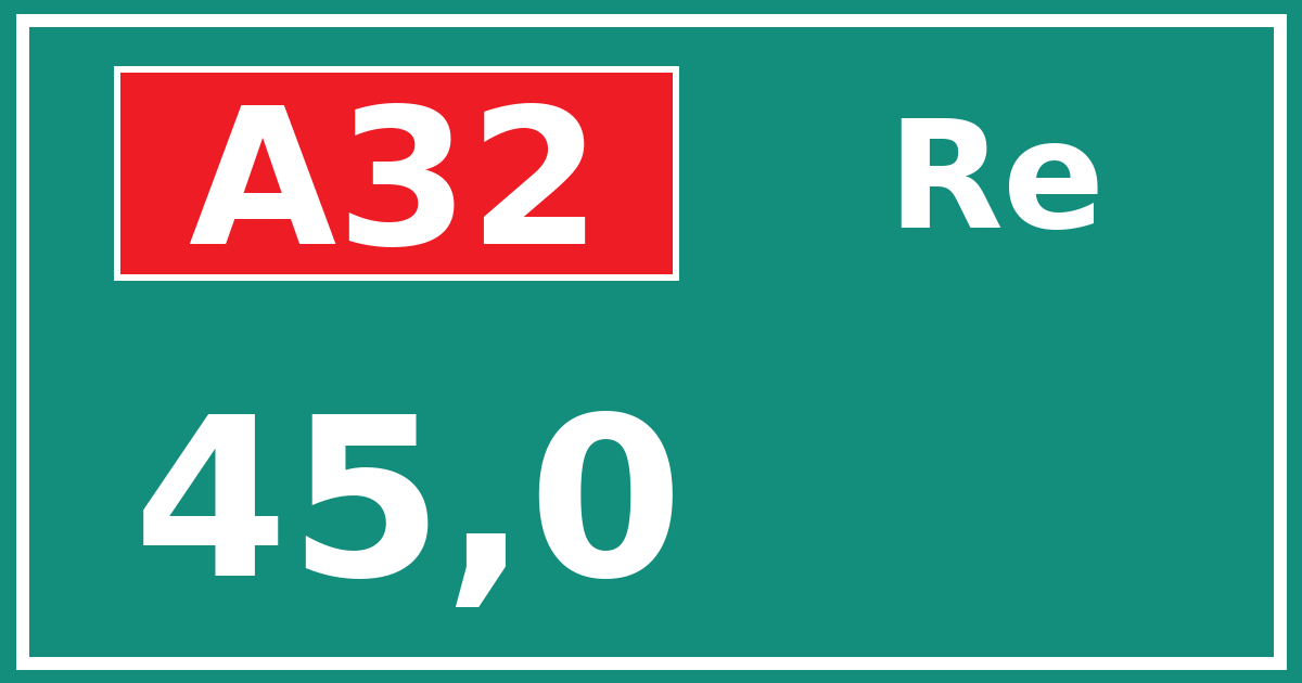 Hectometerbord A32 45,0 zijde Re