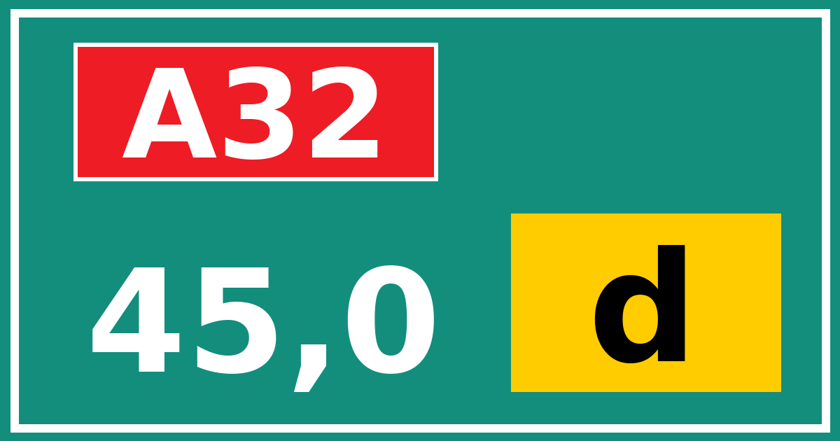Hectometerbord A32 45,0 letter d