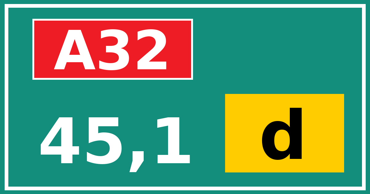Hectometerbord A32 45,1 letter d