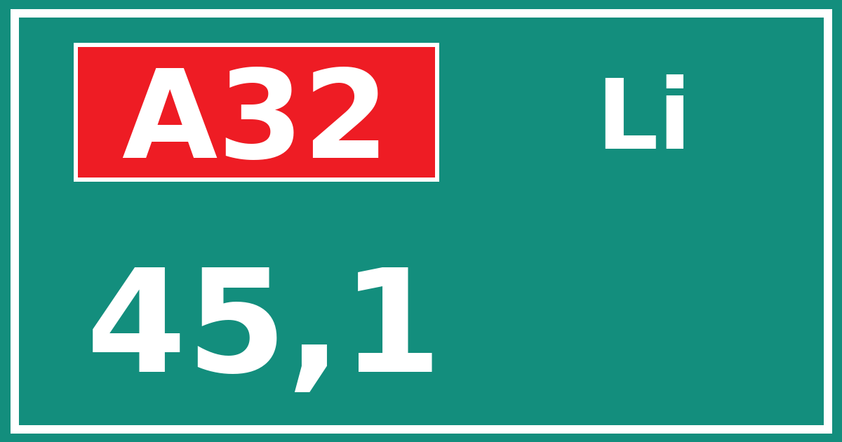 Hectometerbord A32 45,1 zijde Li