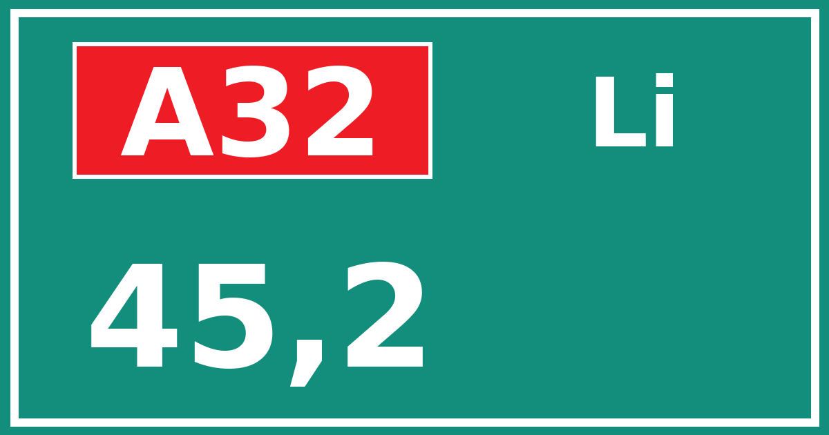 Hectometerbord A32 45,2 zijde Li