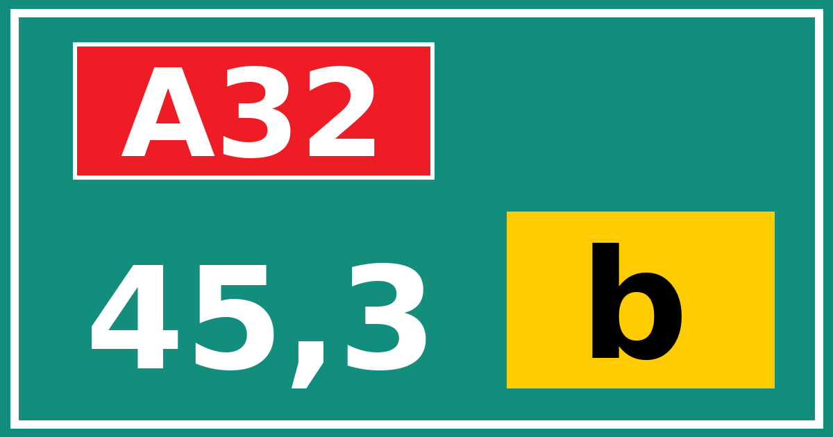 Hectometerbord A32 45,3 letter b