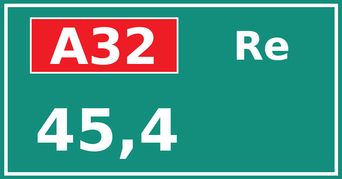 Hectometerbord A32 45,4 zijde Re