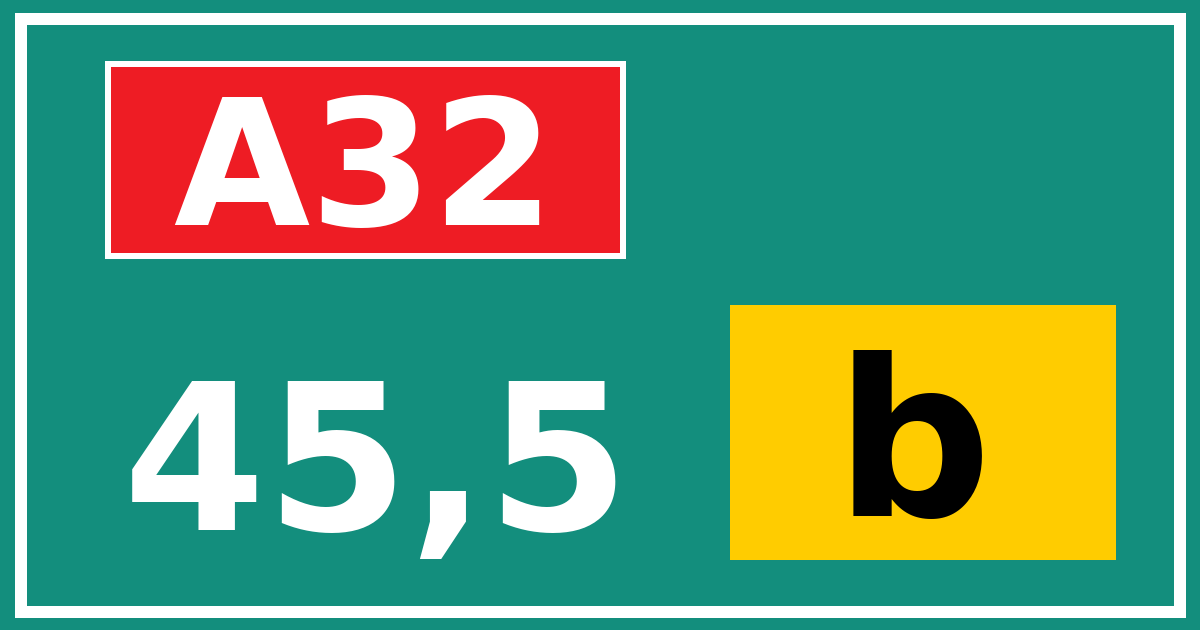 Hectometerbord A32 45,5 letter b
