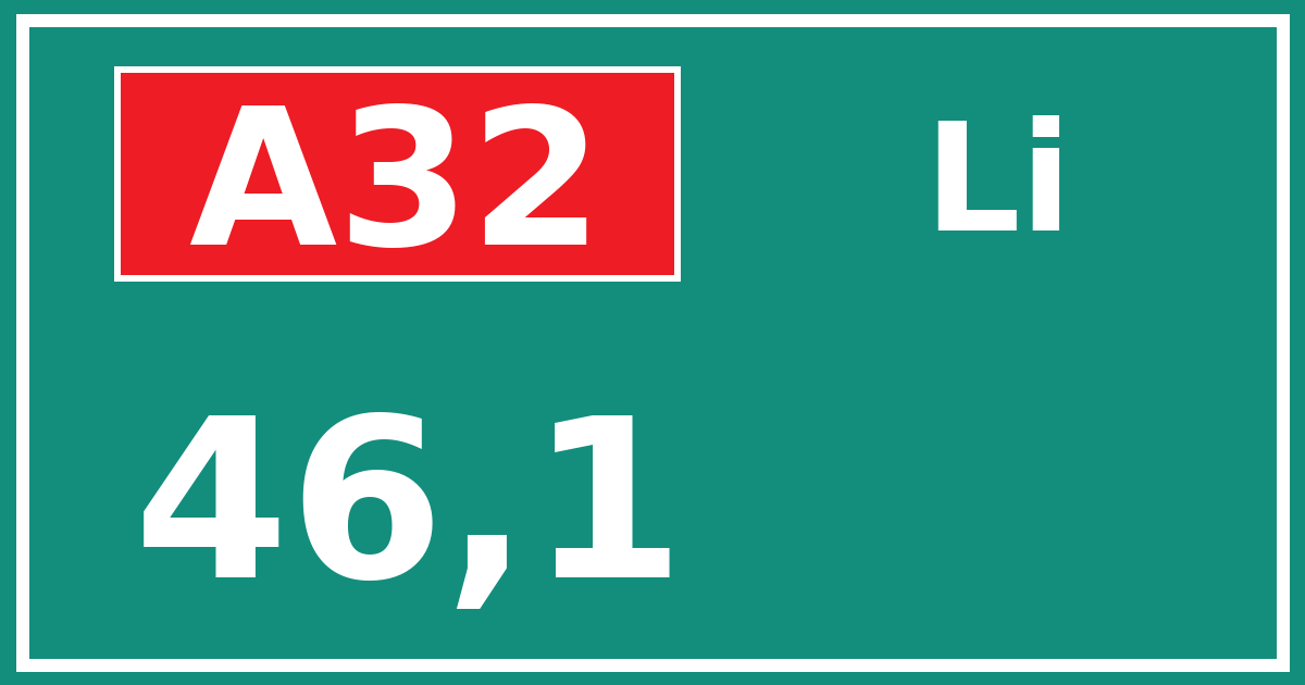 Hectometerbord A32 46,1 zijde Li