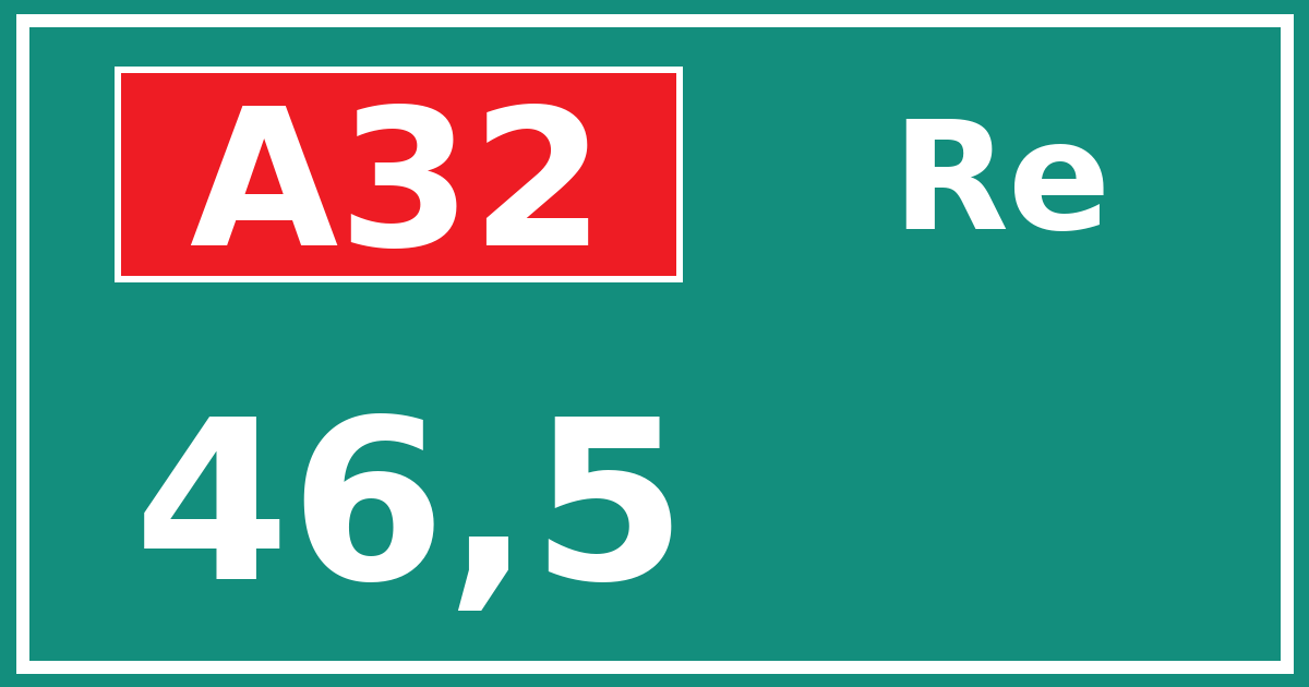 Hectometerbord A32 46,5 zijde Re