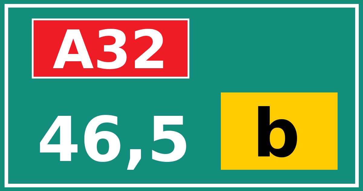 Hectometerbord A32 46,5 letter b