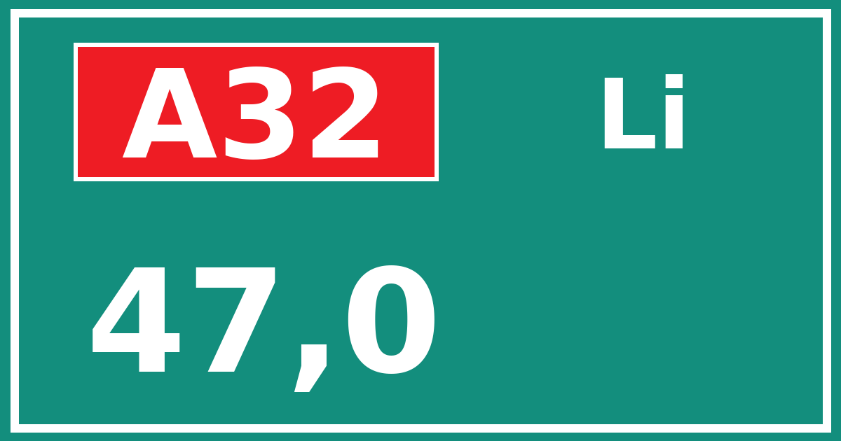 Hectometerbord A32 47,0 zijde Li