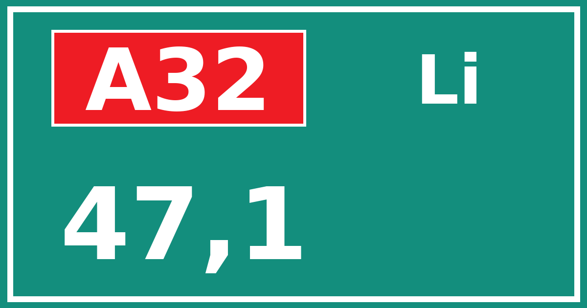 Hectometerbord A32 47,1 zijde Li