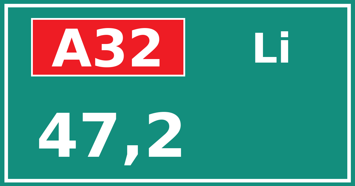 Hectometerbord A32 47,2 zijde Li