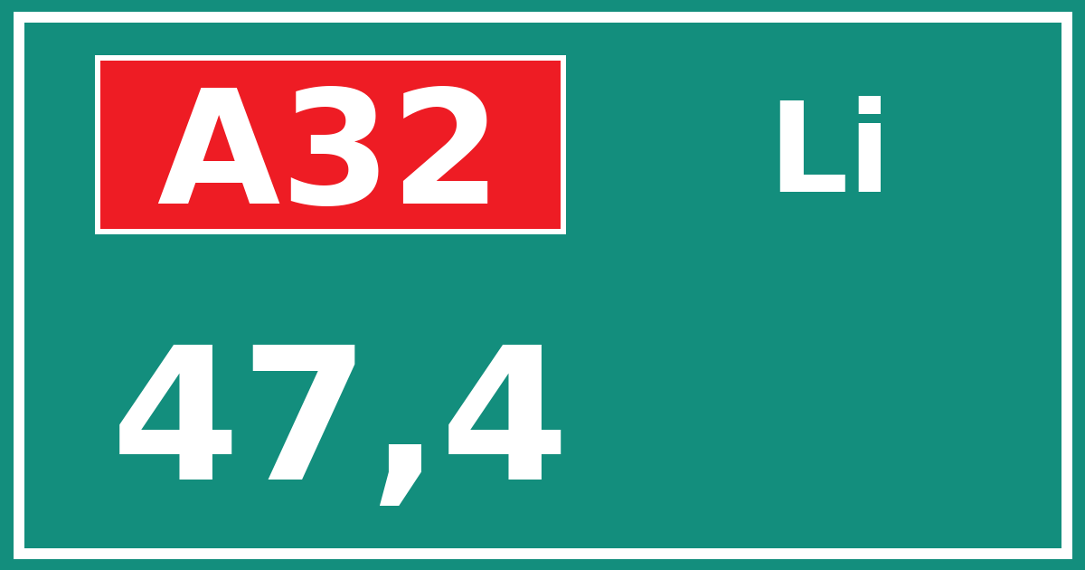 Hectometerbord A32 47,4 zijde Li