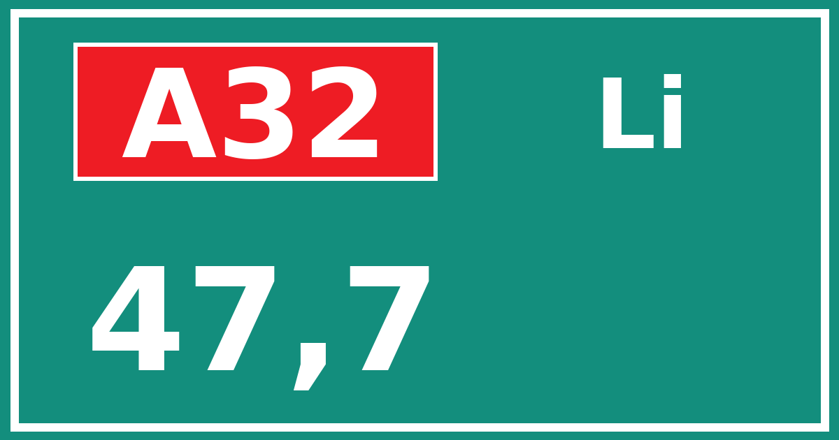 Hectometerbord A32 47,7 zijde Li