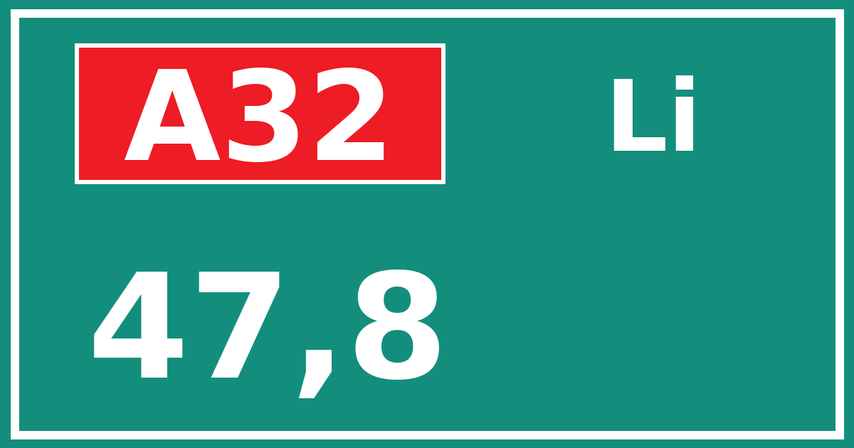 Hectometerbord A32 47,8 zijde Li