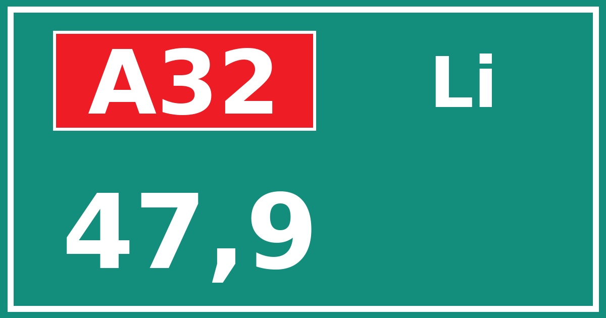Hectometerbord A32 47,9 zijde Li