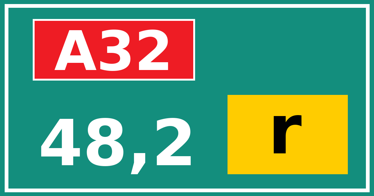 Hectometerbord A32 48,2 letter r