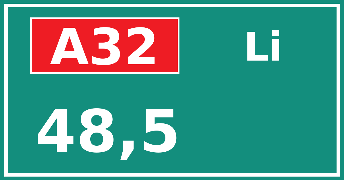 Hectometerbord A32 48,5 zijde Li