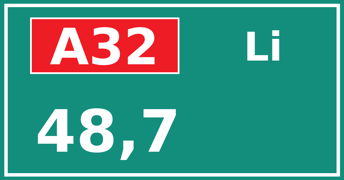 Hectometerbord A32 48,7 zijde Li