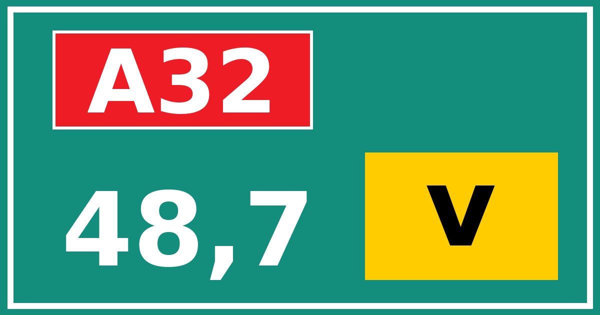 Hectometerbord A32 48,7 letter v