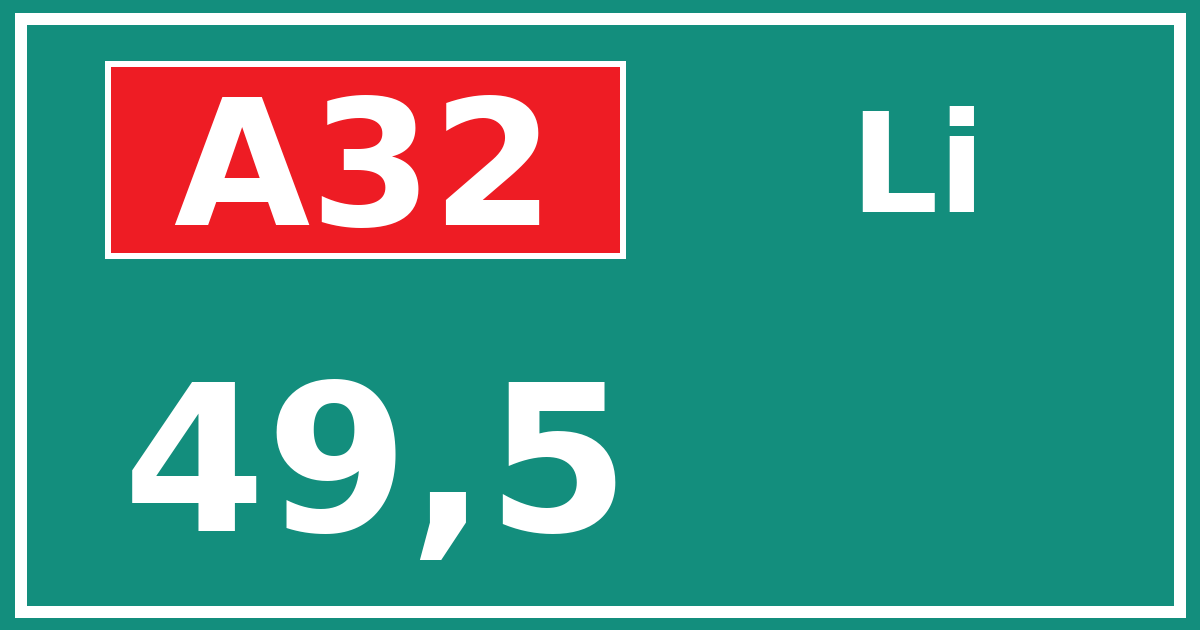 Hectometerbord A32 49,5 zijde Li