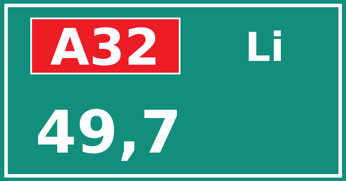 Hectometerbord A32 49,7 zijde Li