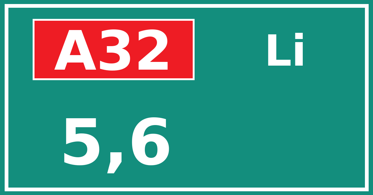 Hectometerbord A32 5,6 zijde Li