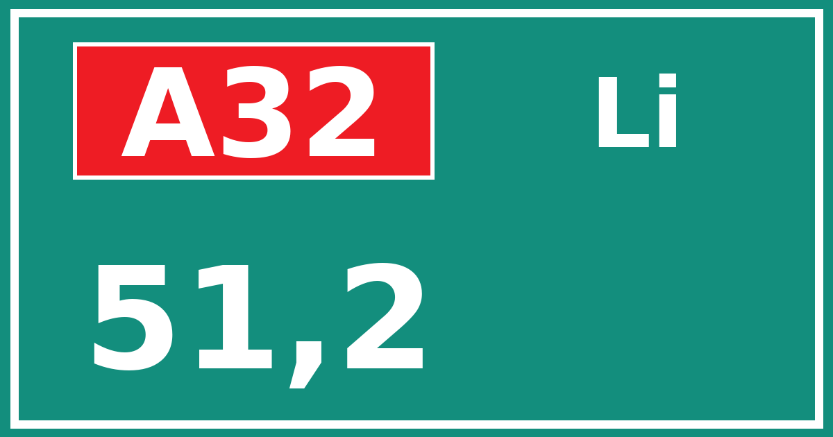 Hectometerbord A32 51,2 zijde Li