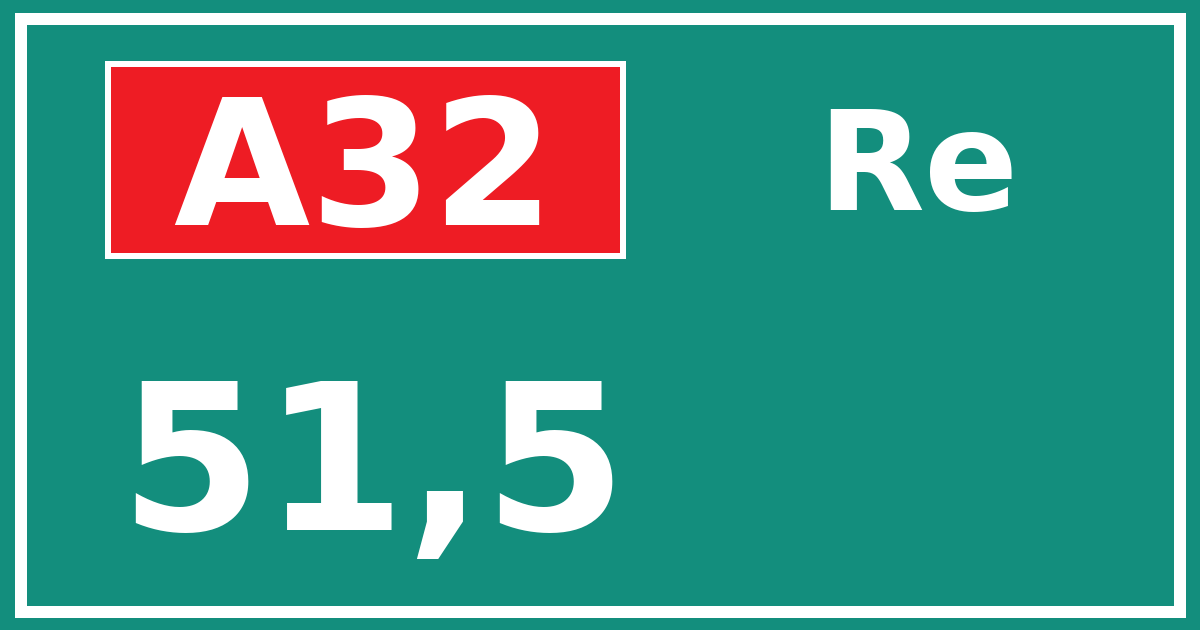 Hectometerbord A32 51,5 zijde Re