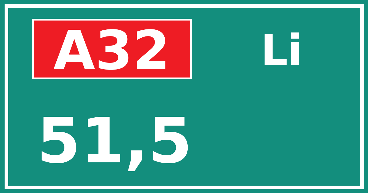 Hectometerbord A32 51,5 zijde Li