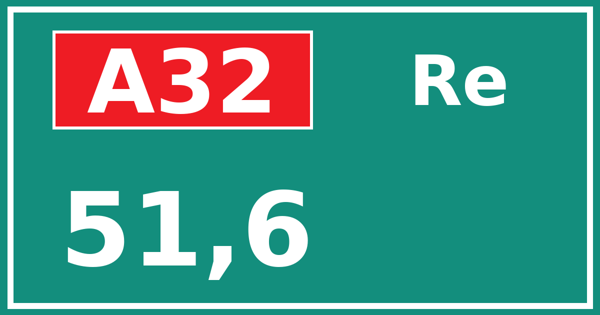 Hectometerbord A32 51,6 zijde Re