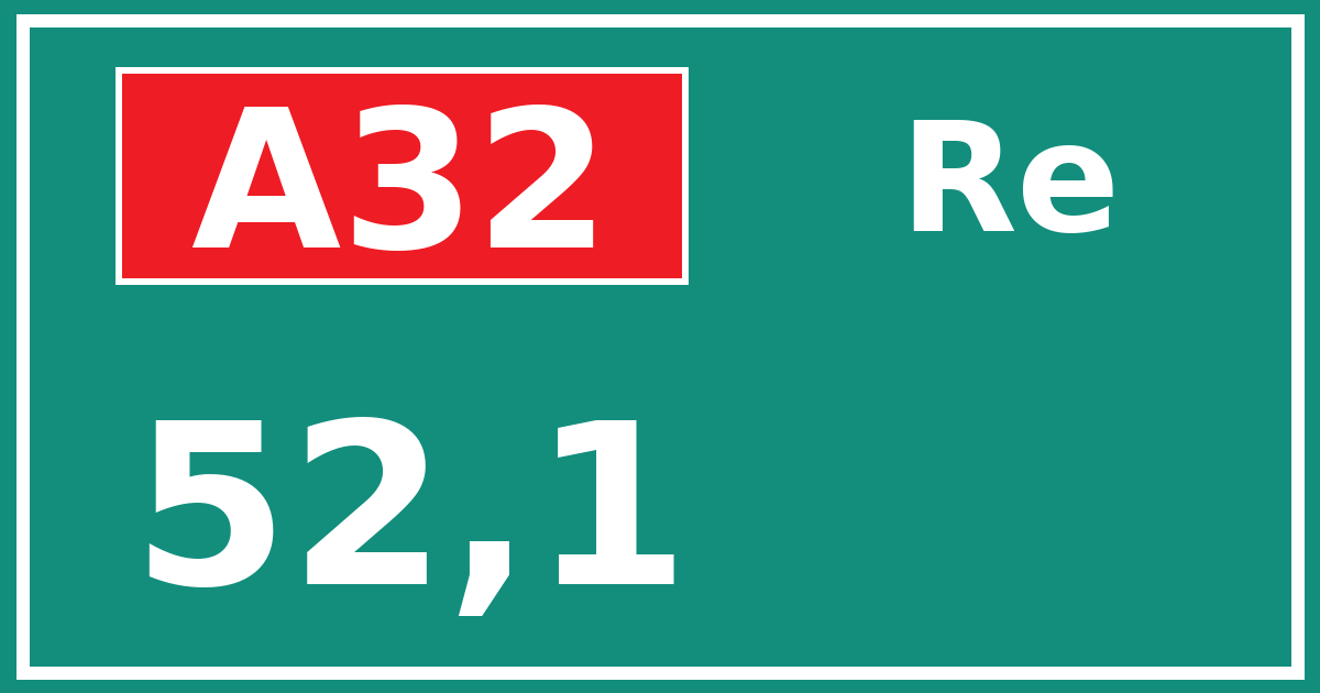 Hectometerbord A32 52,1 zijde Re