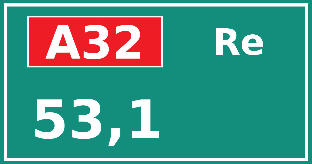 Hectometerbord A32 53,1 zijde Re