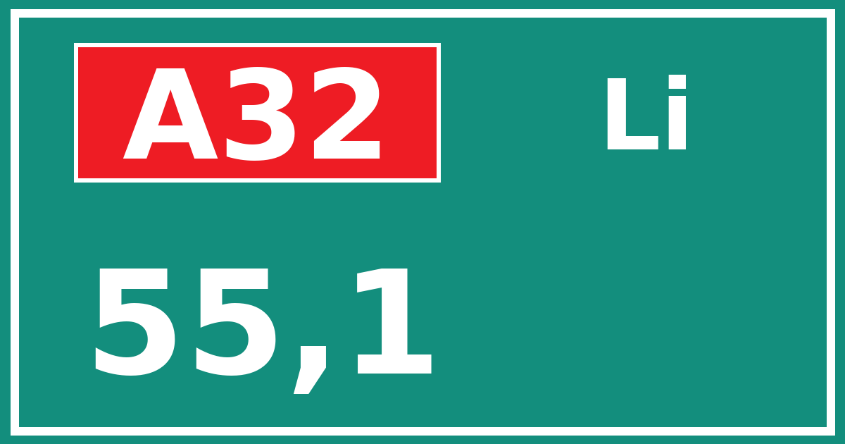 Hectometerbord A32 55,1 zijde Li