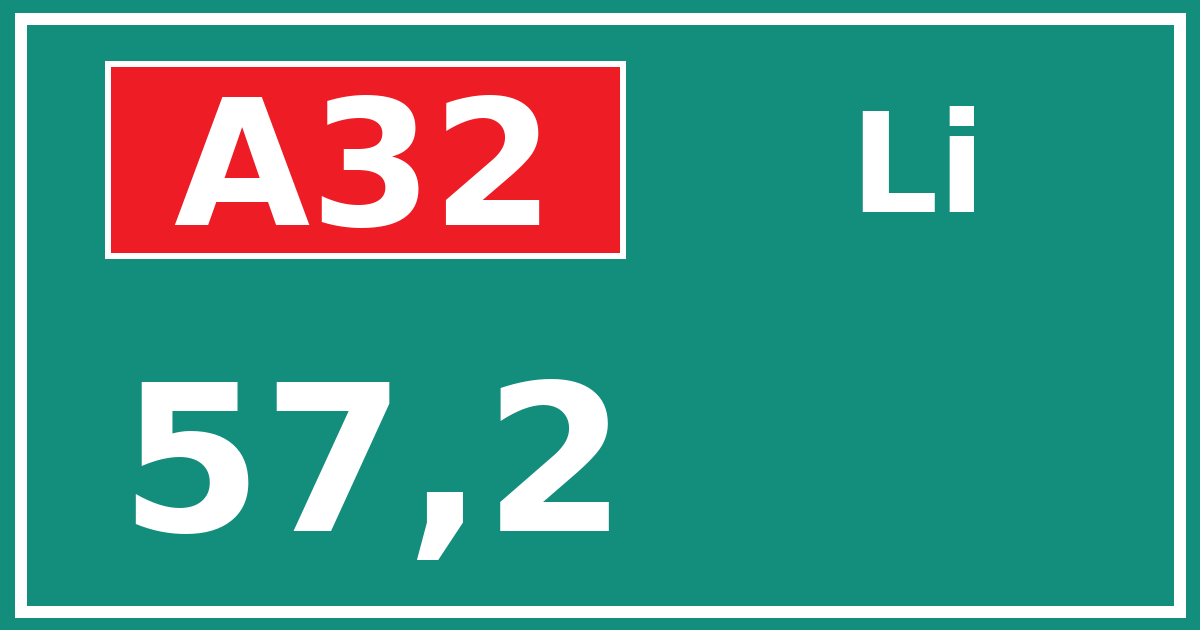 Hectometerbord A32 57,2 zijde Li