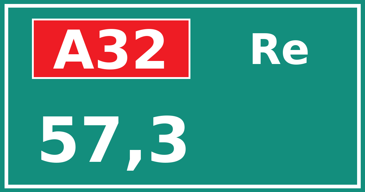 Hectometerbord A32 57,3 zijde Re