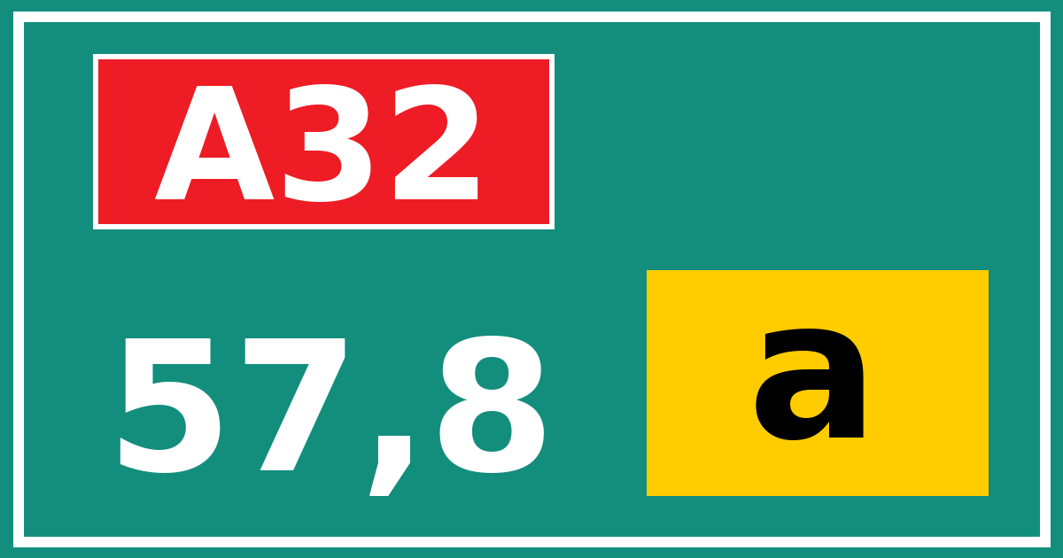 Hectometerbord A32 57,8 letter a