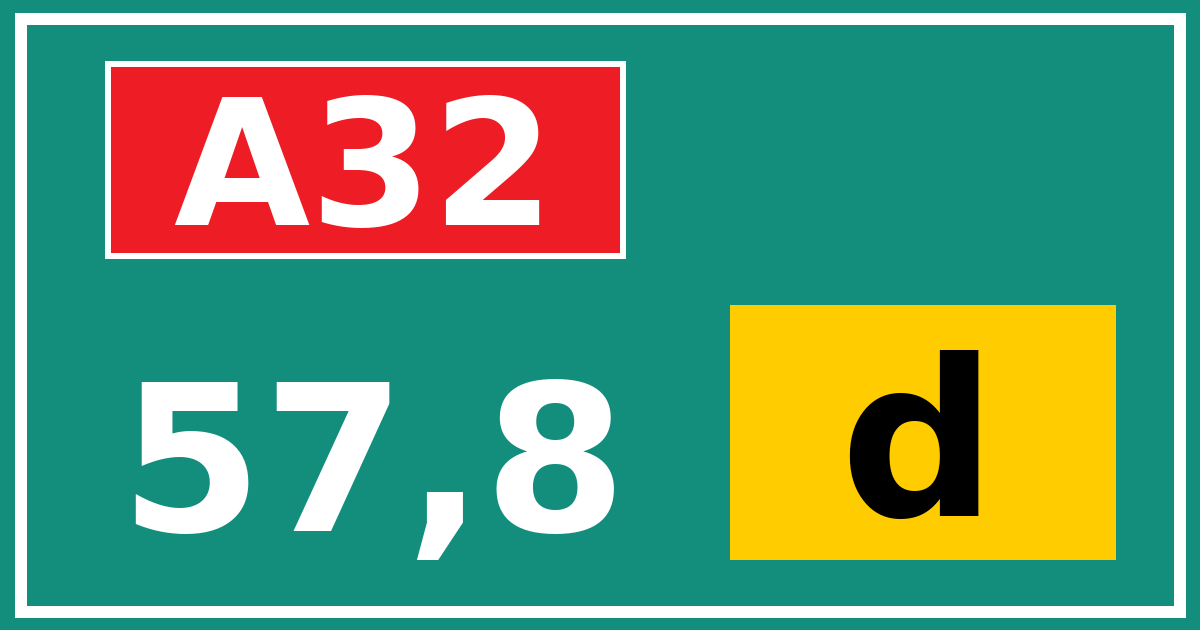 Hectometerbord A32 57,8 letter d