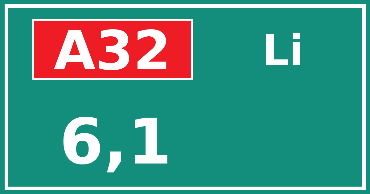 Hectometerbord A32 6,1 zijde Li