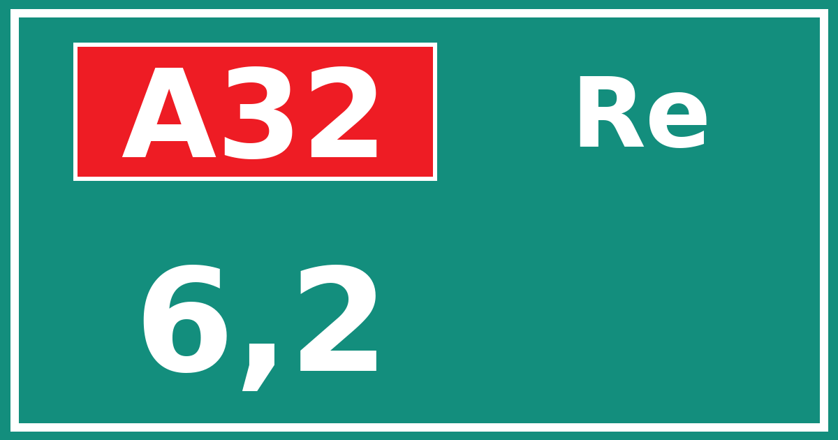 Hectometerbord A32 6,2 zijde Re