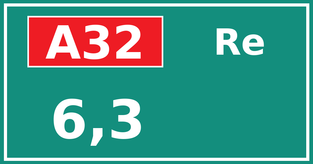 Hectometerbord A32 6,3 zijde Re