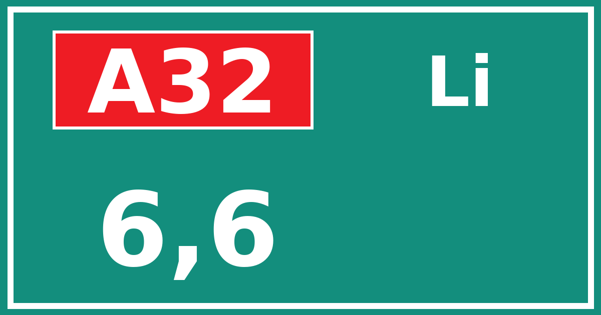 Hectometerbord A32 6,6 zijde Li
